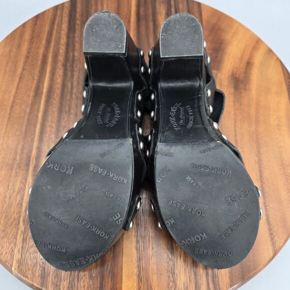 Kork-Ease Deborah Sandals Womens 7 M Black Leather Studded Platform High Heel - Picture 6 of 8